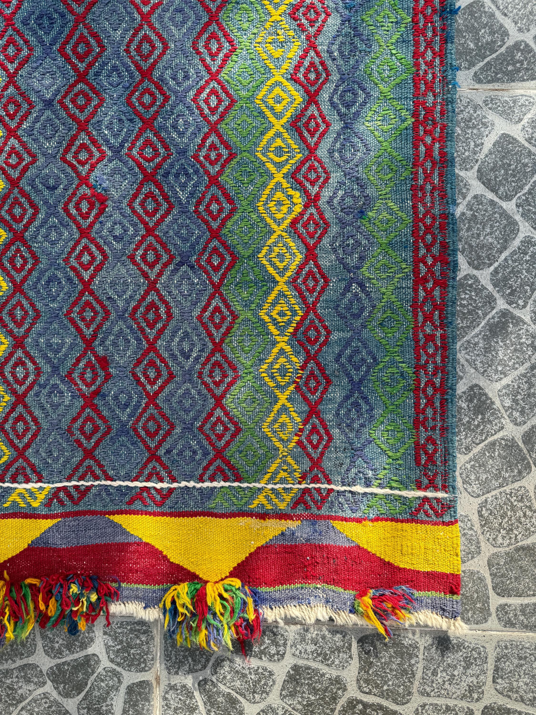 Vintage Cicim Kilim Rug, Turkish Wool, Bohemian Decor (3.41x4.76 ft)