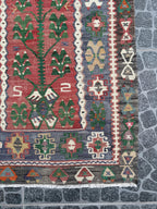 Vintage Turkish Kilim Rug, Tree of Life, Handwoven Wool (2.53x4.20 ft)