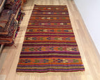 Handwoven Turkish Kilim Rug: Bohemian Geometric Vintage Accent Rug (4x6)