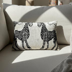 Black White Horse Motif Animal Velvet Pillow Cover 16x24