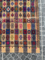Vintage Turkish Kilim Rug, Bohemian Woven Area Rug (2.33x7.22 ft)