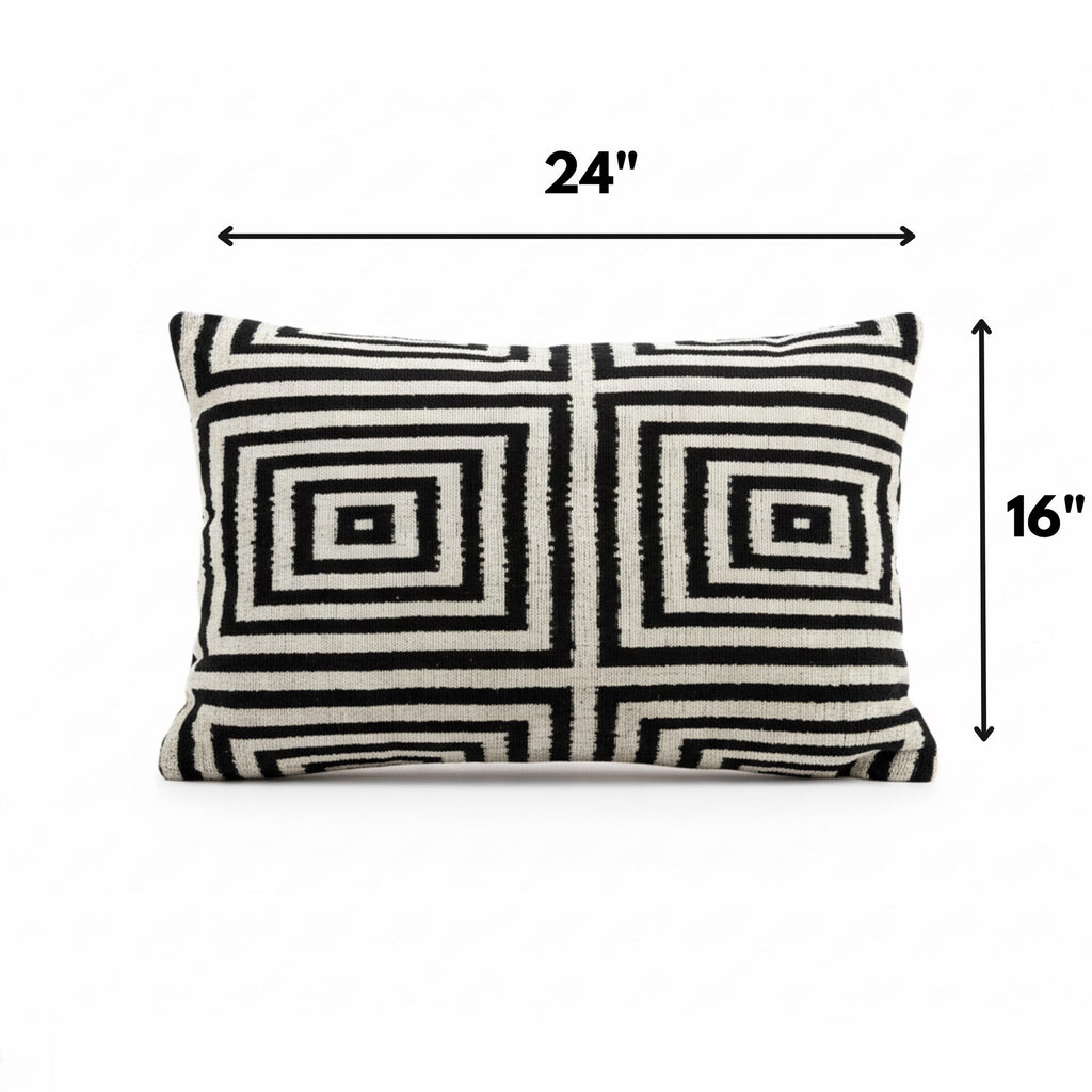 Black and White Velvet Pillow Cover 16x24