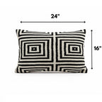 Black and White Velvet Pillow Cover 16x24
