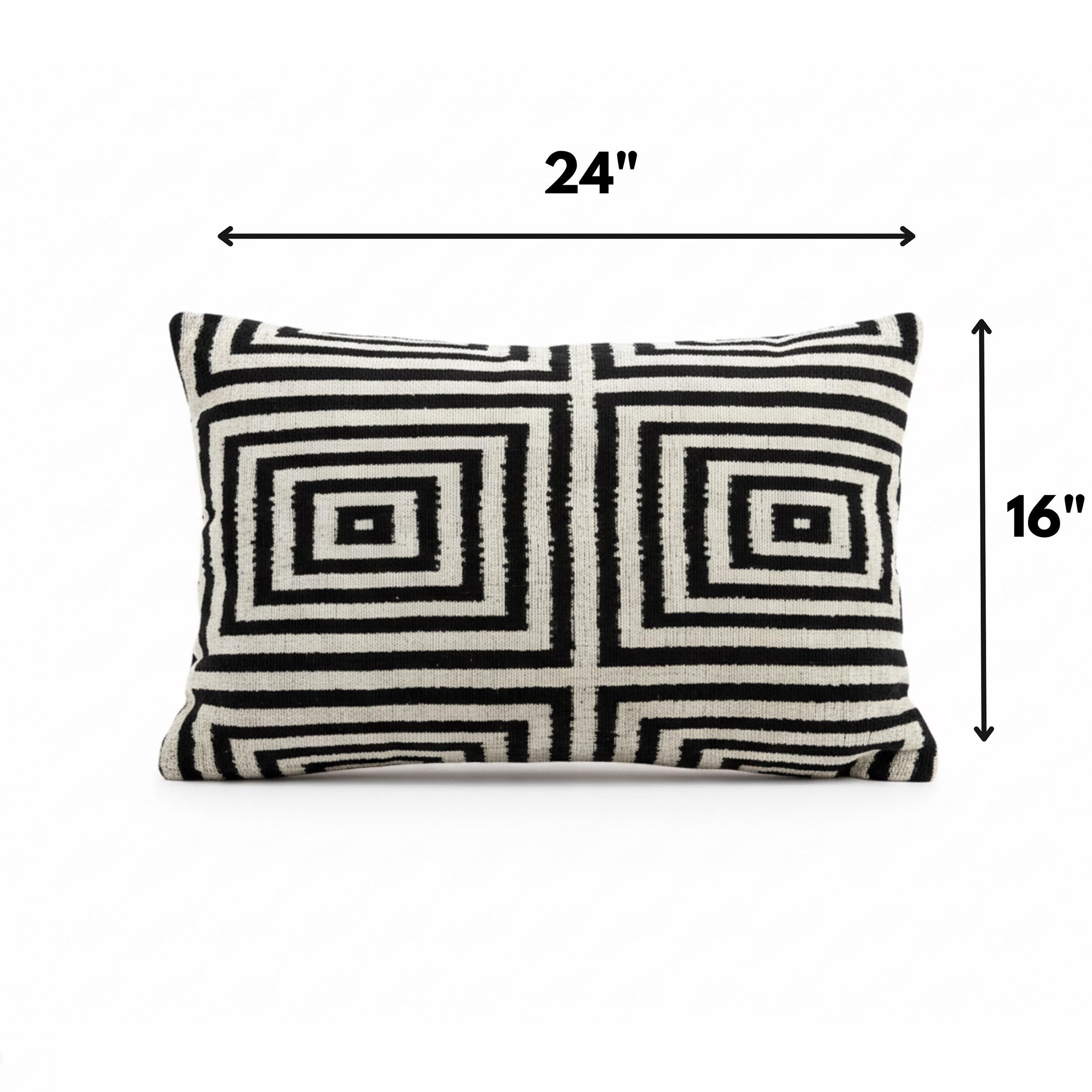 Black and White Velvet Pillow Cover 16x24