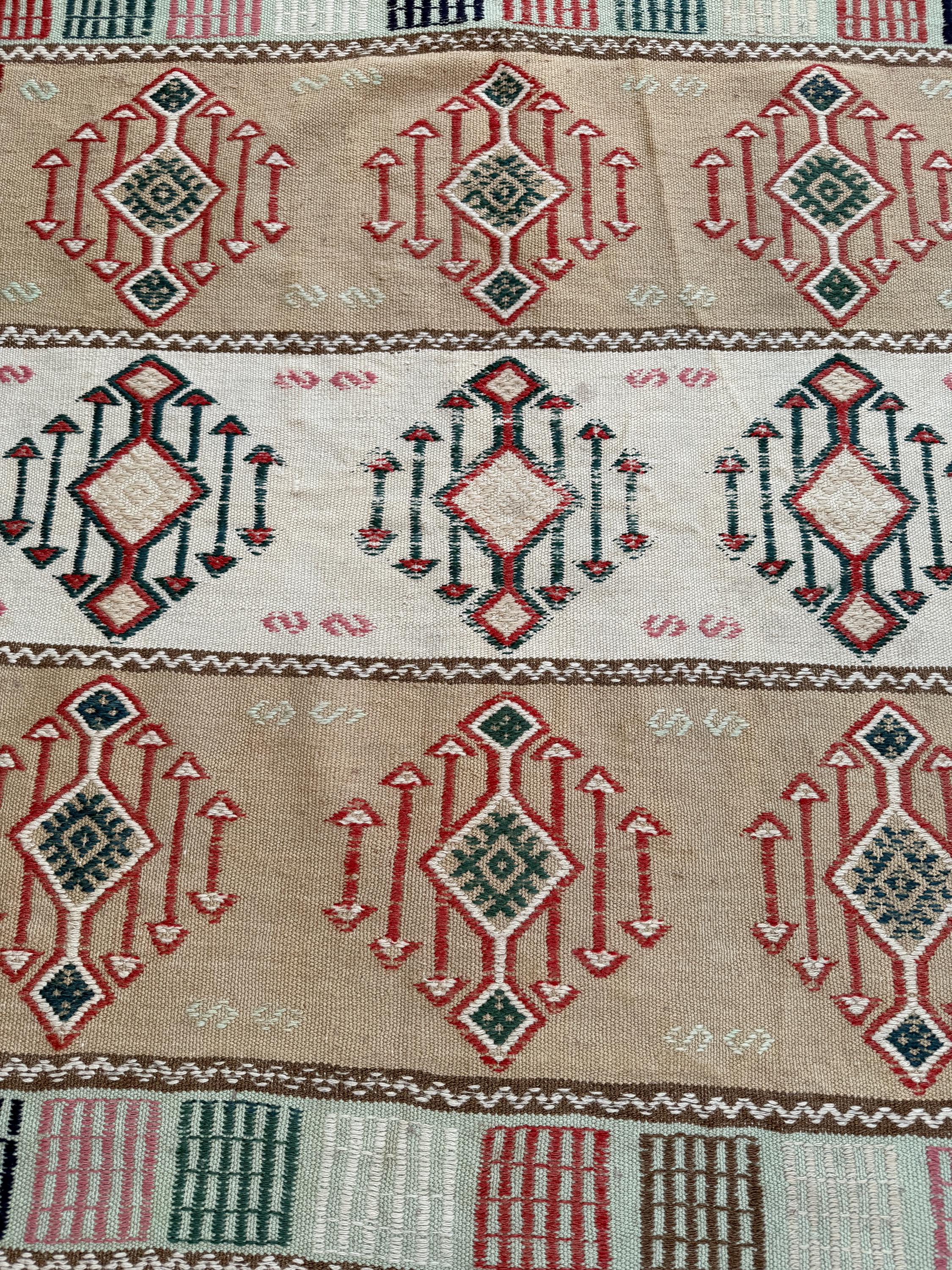 Vintage Turkish Kilim Rug, Handwoven Wool Anatolian Rug, Bohemian Decor (3.67×5.64 ft)