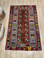 Vintage Turkish Kilim Rug, Boho Area Rug, Handwoven Wool (4.1 x 6.7 ft)