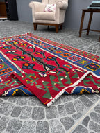 Vintage Tree of Life Kilim Rug, Turkish Handwoven Wool (3.93x6.66ft)