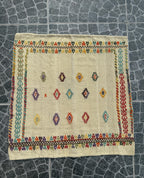 Handwoven Turkish Kilim Rug, Bohemian Geometric Accent Rug (2.89x2.95 ft)