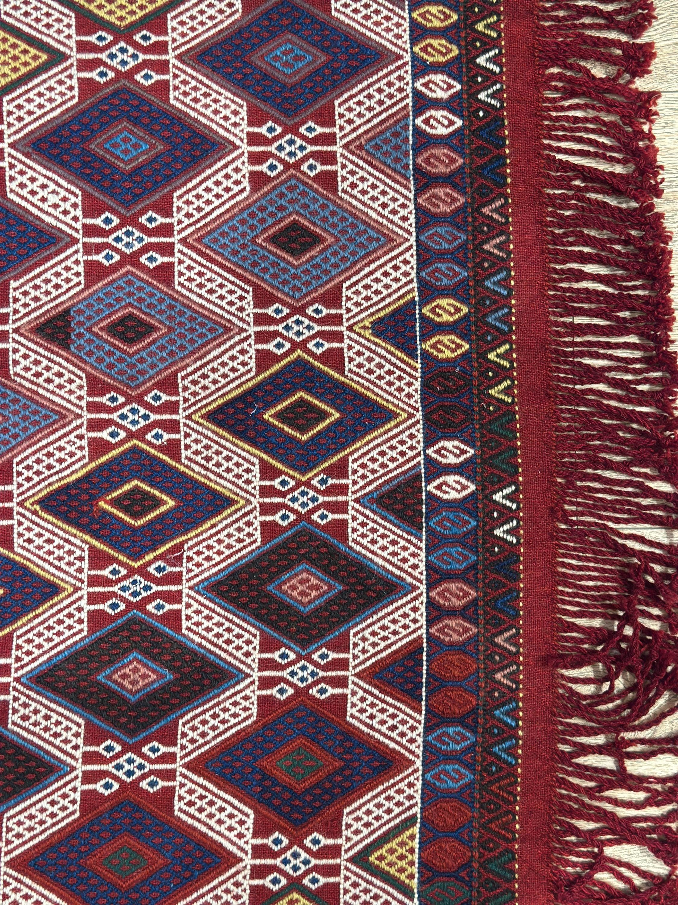 Vintage Konya Kilim Rug, Geometric Diamond Wool Rug (3.9 x 5.7 ft)