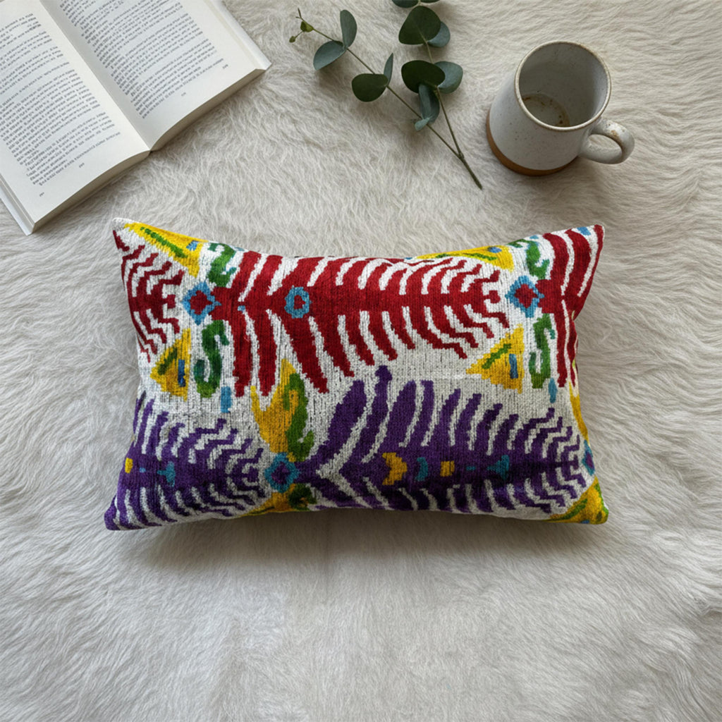 Red Purple Yellow  Velvet Pillow Cover 16x24