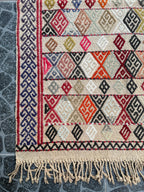 Handwoven Vintage Turkish Cicim Rug, Bohemian Tribal Wool Rug (2.72x4.04 ft)