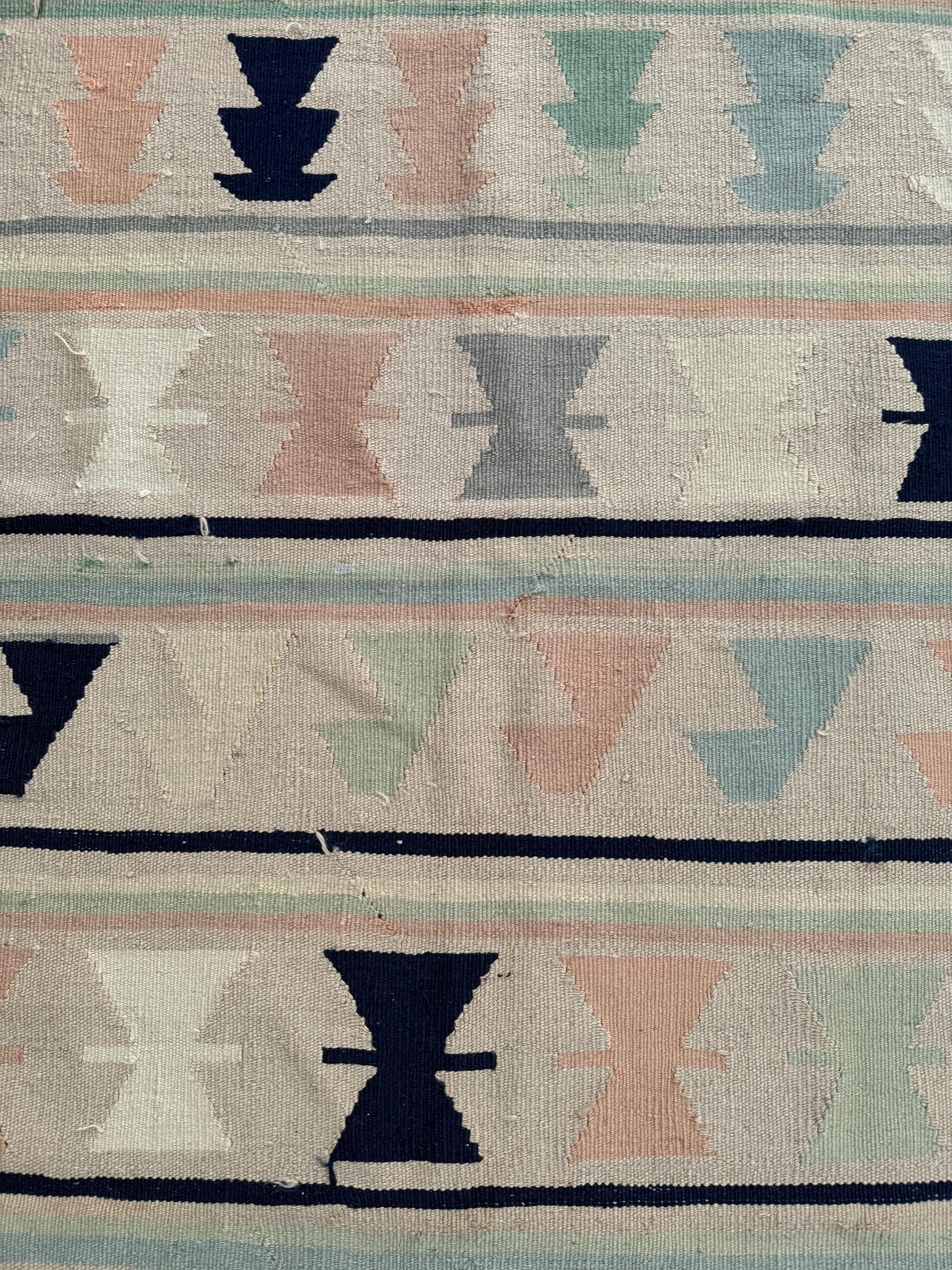 Vintage Turkish Kilim Rug, Handwoven Wool, Boho Decor (3.84x6.73 ft)