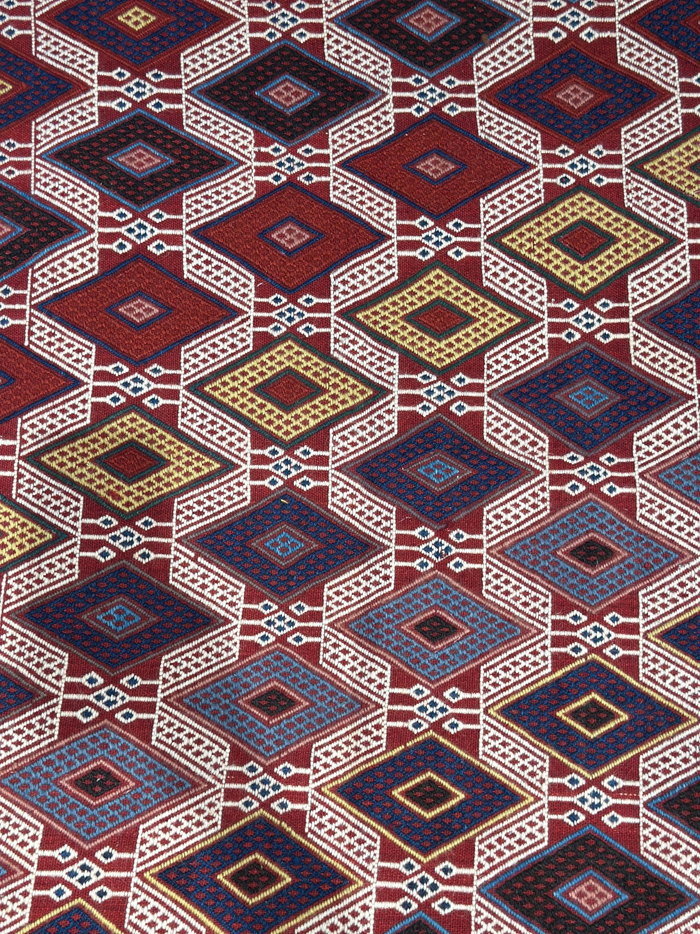 Vintage Konya Kilim Rug, Geometric Diamond Wool Rug (3.9 x 5.7 ft)